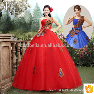 Red Lace Appliqued Robe de bal en laine de robe à la robe de mariée